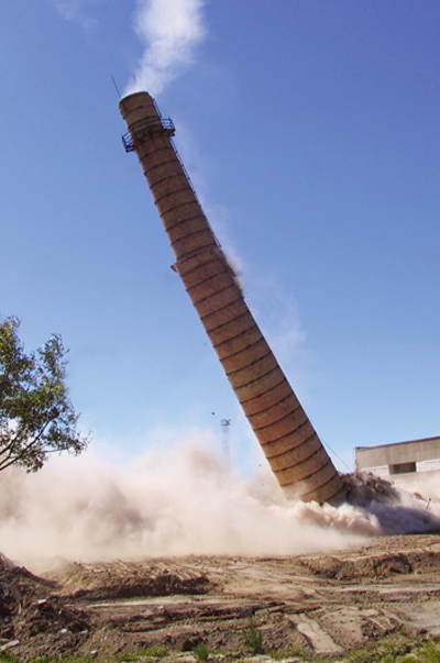 Demolition of “Biržų duona” UAB bakery chimney